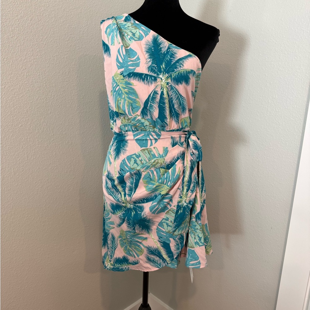 Cupshe One-Shoulder Pink and Green Dress